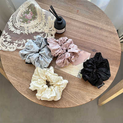 韩式甜美褶皱奶油系氛围感盘发皮筋大肠圈后脑勺丸子头发圈发饰品