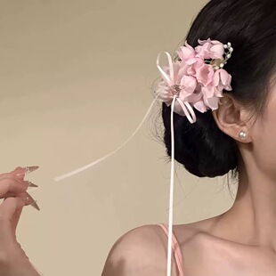 低盘发温柔显脸小自带温婉气质花朵发夹温柔风芭蕾风新中式纯欲风