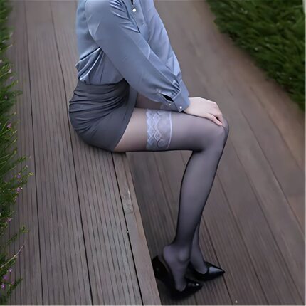 库里斯夏季花边裤里丝蕾丝长筒袜过膝大腿丝袜叠穿珠光黑丝里丝
