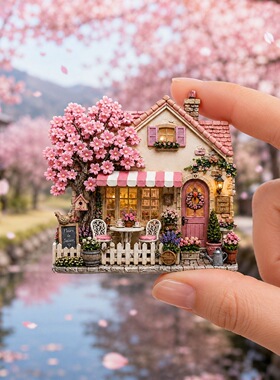 樱花小屋树脂浮雕磁吸冰箱贴跨境旅游纪念品小礼品伴手礼装饰