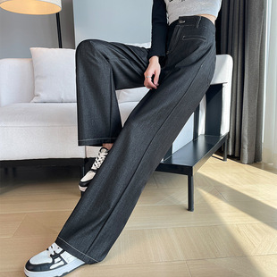 8503 高腰垂感休闲直筒裤 天丝软牛仔阔腿裤 裤 子 女春夏冰丝西装