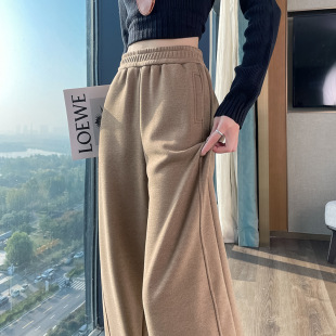 2577 直筒显瘦裤 醋酸羊毛阔腿裤 高腰垂感休闲窄版 子 女秋冬新款
