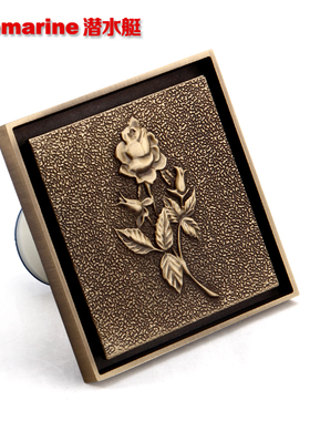 潜水艇地漏QLTD50-10MG青古铜仿古欧式隐形铜地漏防臭地漏