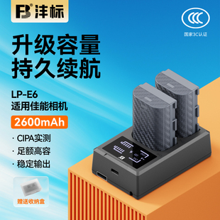 沣标LP 5D3 5D4 70D R7二代 5D2 E6N充电器套装 60D 80D 6D2 7D2 90D E6相机电池26适用佳能EOS