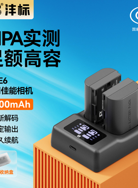 沣标LP-E6相机电池D20适用佳能EOS 6D 60D 70D 80D R7二代 R6 5D3 7D R5 7D2 6D2 5D4 90D 5D2 E6N充电器套装