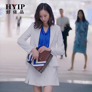 张钧ning 明星同款 温暖的弦通勤纯色修身型西服女套装职业装定制