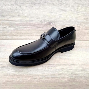 高端手工皮鞋男真皮透气尖头英伦百搭厚底轻便休闲乐福鞋头层牛皮