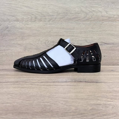 外贸复古凉鞋木根底罗马鞋男真皮