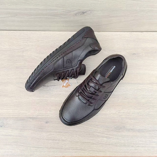 稀缺外贸男鞋真皮系带秋冬复古通勤百搭休闲皮鞋舒适缝线德训鞋