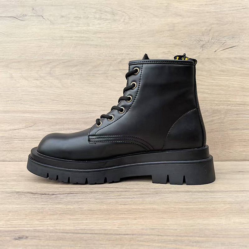 厚底马丁靴男真皮保暖增高圆头