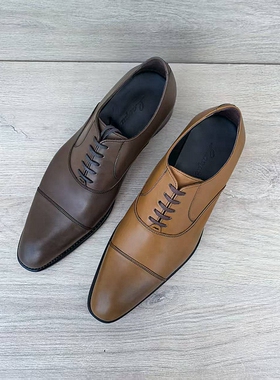 意大利手工男鞋头层皮外贸英伦百搭固特异上线三接头商务皮鞋真皮