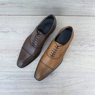 意大利手工男鞋头层皮外贸英伦百搭固特异上线三接头商务皮鞋真皮