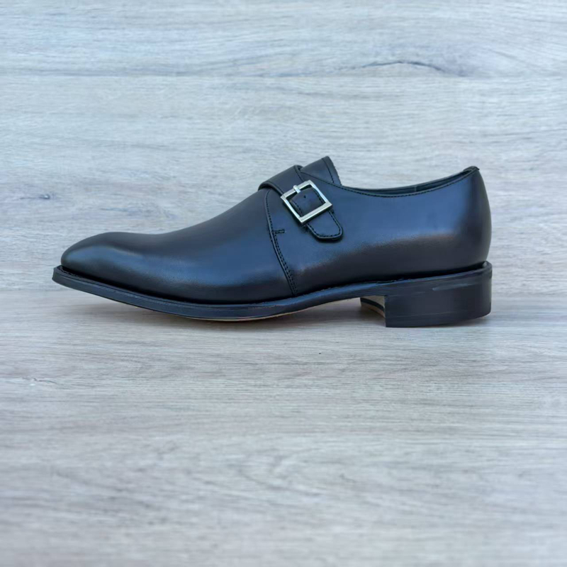 英伦固特异缝线皮鞋男真皮孟克鞋