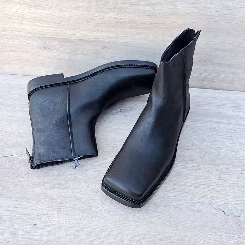 高端平头切尔西靴子男牛皮英伦时尚小众休闲皮靴高帮推土机皮鞋,流行男鞋,切尔西靴,淘宝优惠券,粉丝福利购,淘宝优惠卷