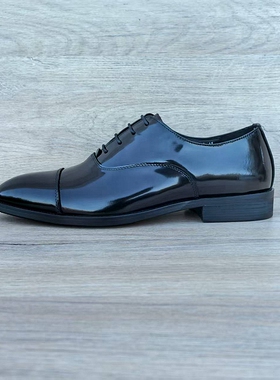 意大利手工男鞋头层牛皮开边珠亮皮英伦百搭休闲商务皮鞋男三接头