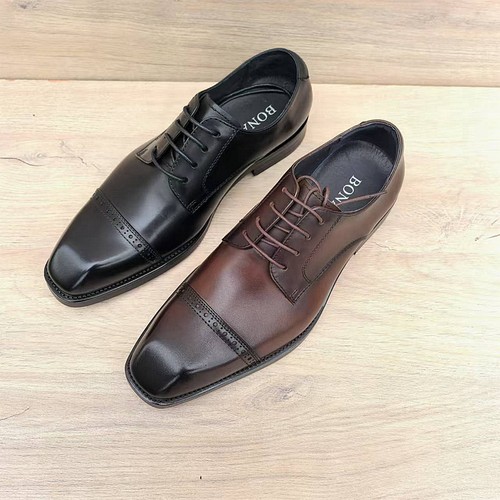 马皮商务皮鞋男真皮底英伦方头