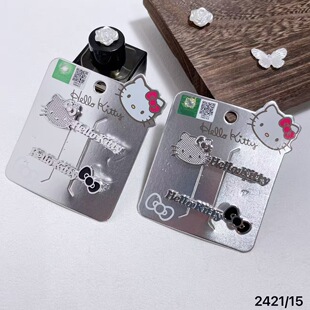 正版HelloKitty凯蒂猫银色发夹发饰KT发夹边夹发饰头饰少女发饰