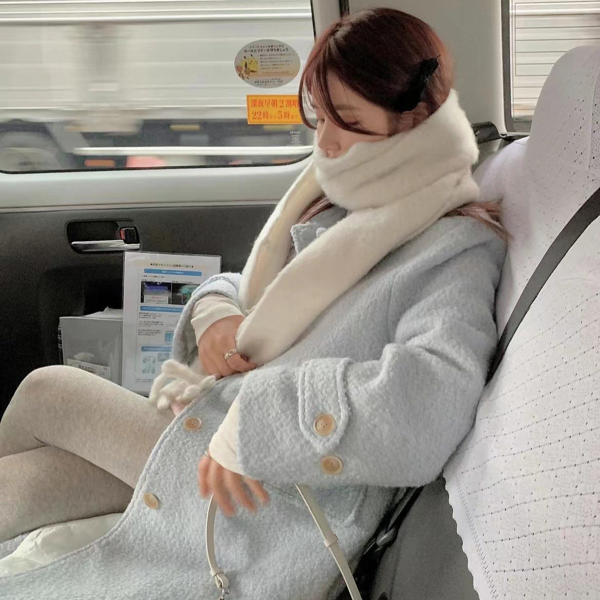 尺寸已更新 韩剧女主氛围感 软糯BABY蓝可爱减龄毛呢大衣外套3色