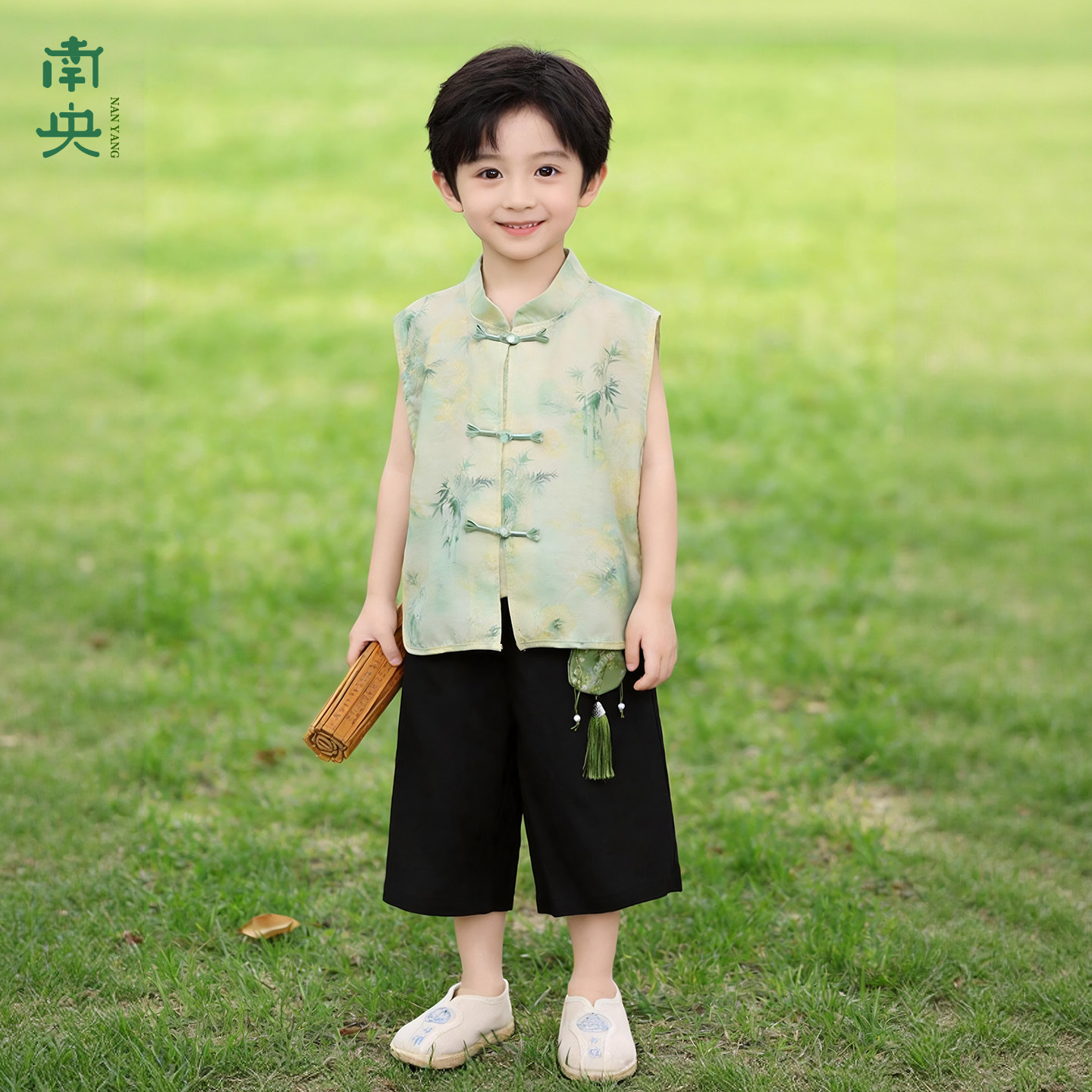 国风男童新中式背心短裤套装夏季儿童汉服小男孩薄款古装宝宝唐装
