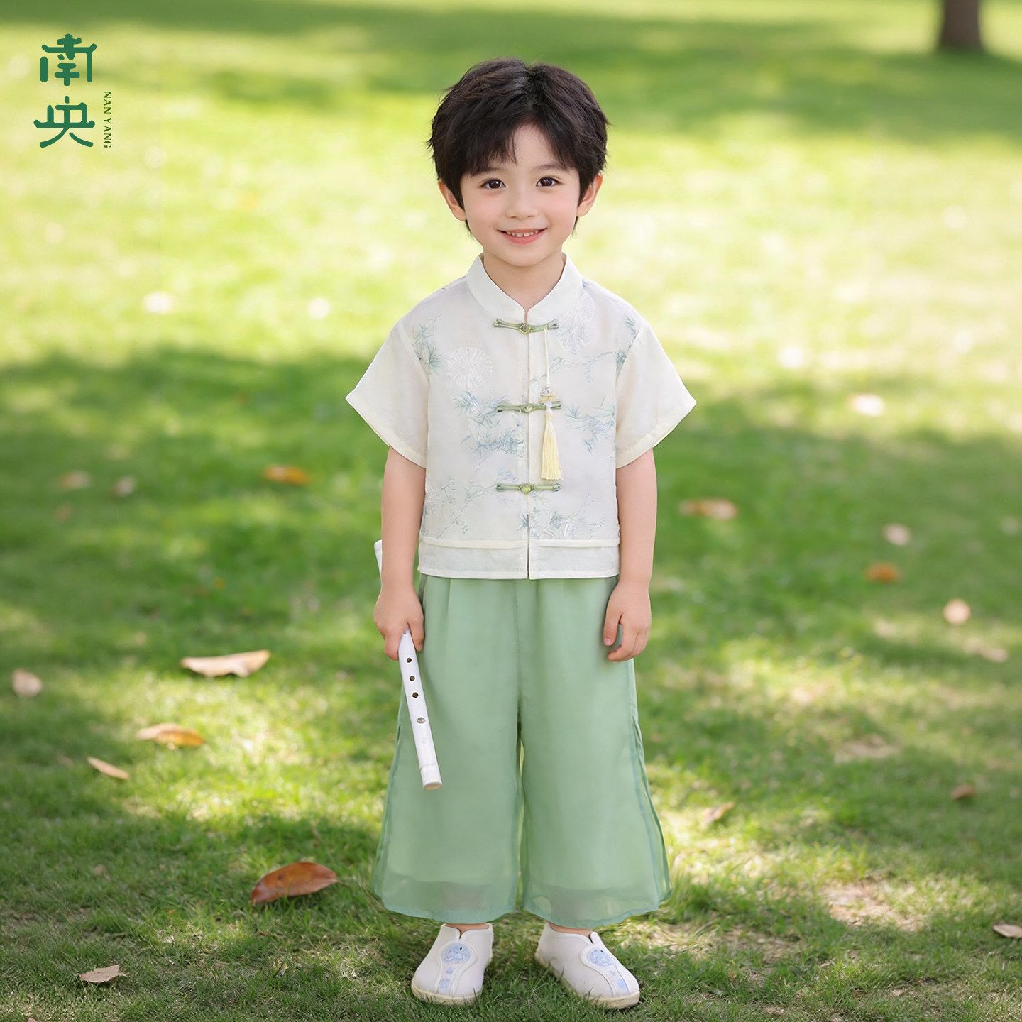 亲子装汉服男童新中式套装短袖长裤夏季儿童唐装幼儿园表演服古装