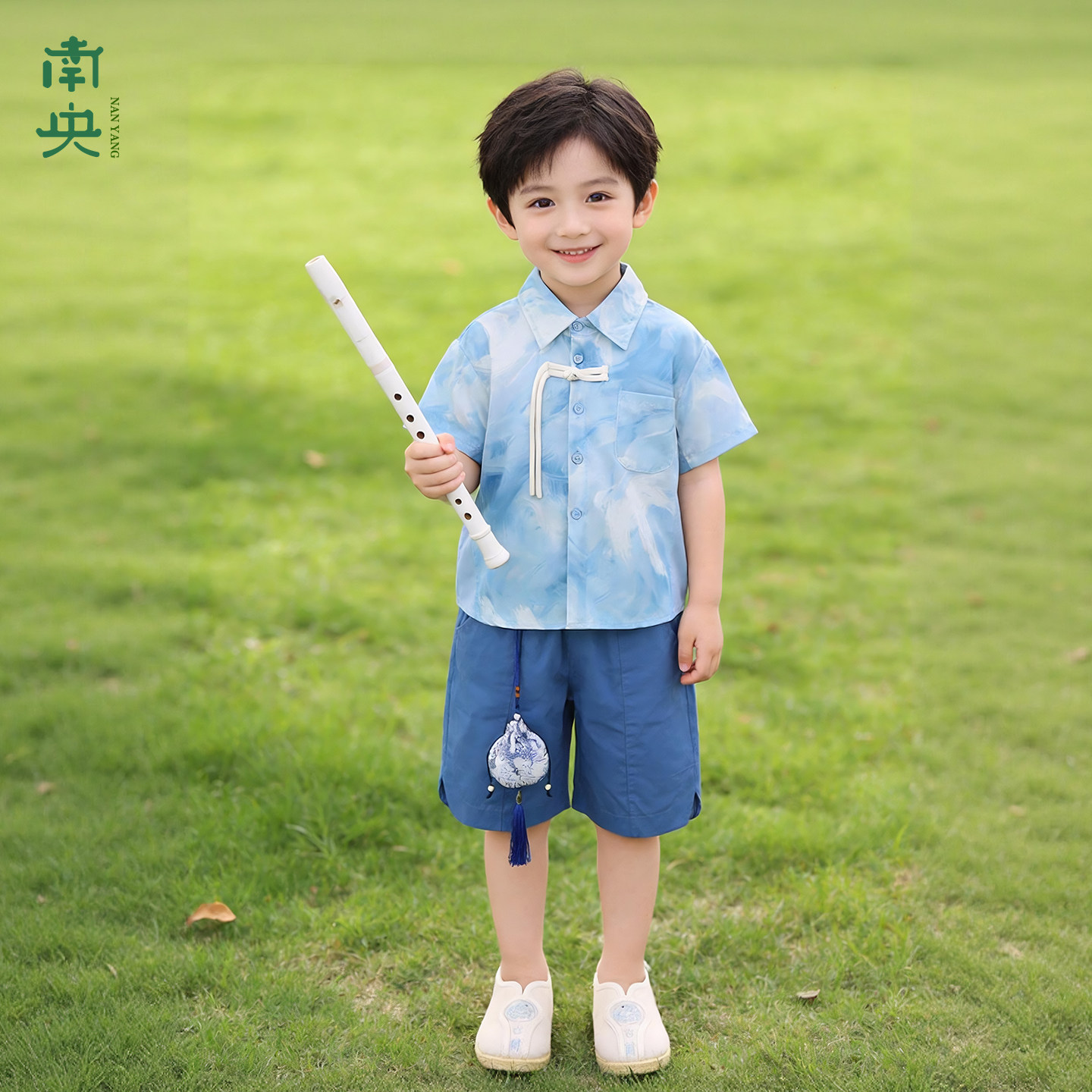 亲子装日常汉服男童新中式套装短袖夏季儿童唐装幼儿园古装表演服