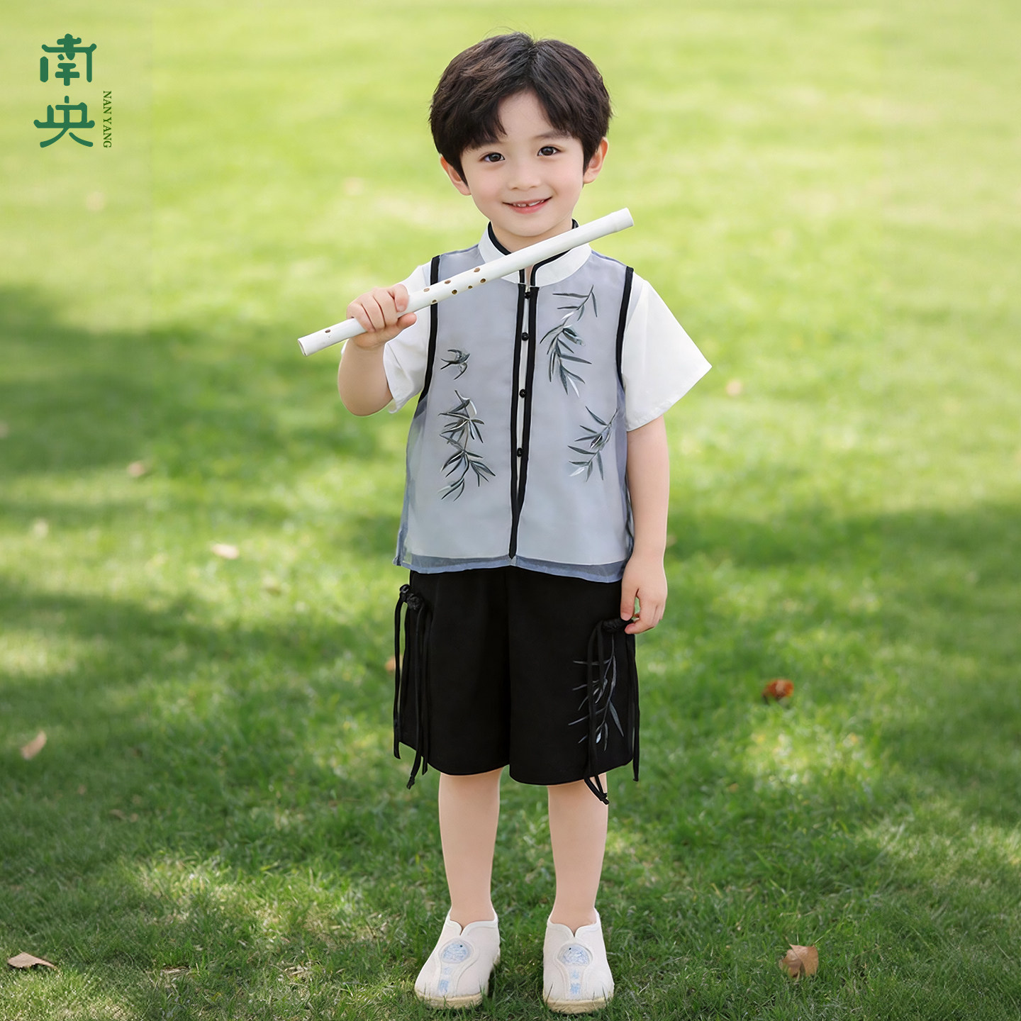儿童短袖套装2026新款夏季短裤亲子装男孩汉服男童幼儿园国风衣服