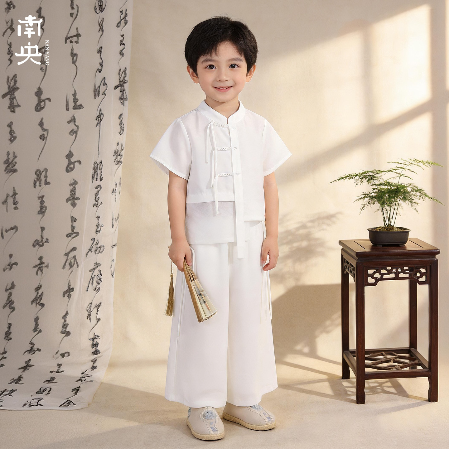 高端亲子汉服男童新中式套装儿童短袖两件套夏季练功服太极服古装