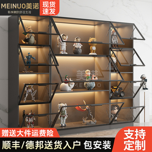 定制书柜带玻璃门家用客厅酒柜整墙防尘轻奢手办柜乐高模型展示柜
