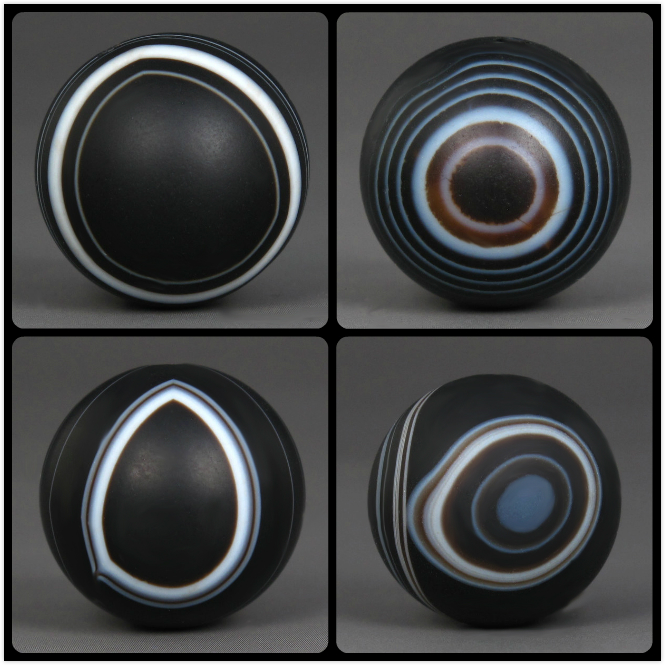 【瑕疵品】黑白天眼睛石羊眼佛眼天眼一眼缠丝玛瑙圆珠天珠子配饰