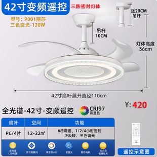 吸顶灯现代简约新款 三防密封款 书房房间极简主卧灯餐厅风扇灯