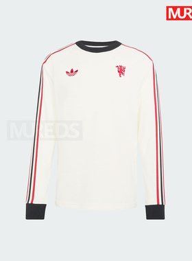 曼联官方正品阿迪达斯三叶草足球休闲文化长袖修身款T恤JZ2235