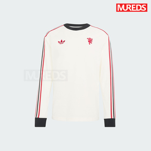 曼联官方正品阿迪达斯三叶草足球休闲文化长袖修身款T恤JZ2235