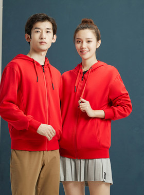 纯棉加绒外套餐饮服务员工作服长袖连帽卫衣定制班服文化衫男女装