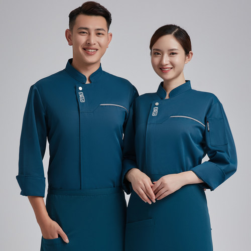酒店食堂工作服厨师服男长袖厨房工衣烘焙后厨衣服定制餐饮工衣女