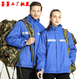 秋冬新款加棉加厚男女情侣户外运动冲锋衣拼色广告棉服定制校服
