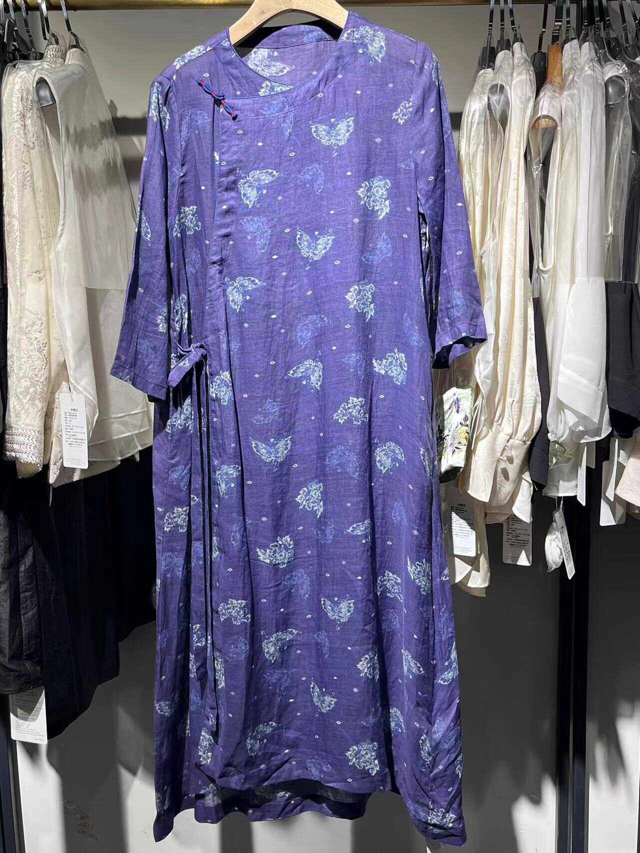 【朔绘】香云纱连衣裙女桑蚕丝真丝印花裙子  2121010