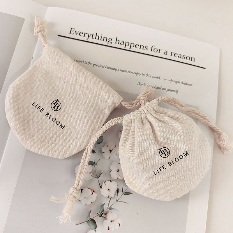 棉麻布抽绳束口袋加厚帆布礼品包装袋药材香料包福袋锦囊定制logo