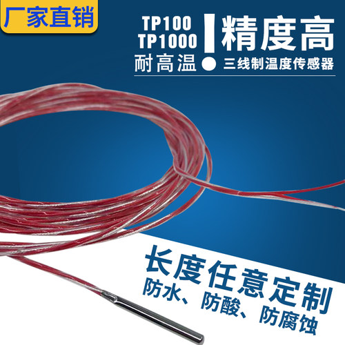 进口PT100铂电阻 热电阻 温度探头PT1000温度传感器 高精度三线制