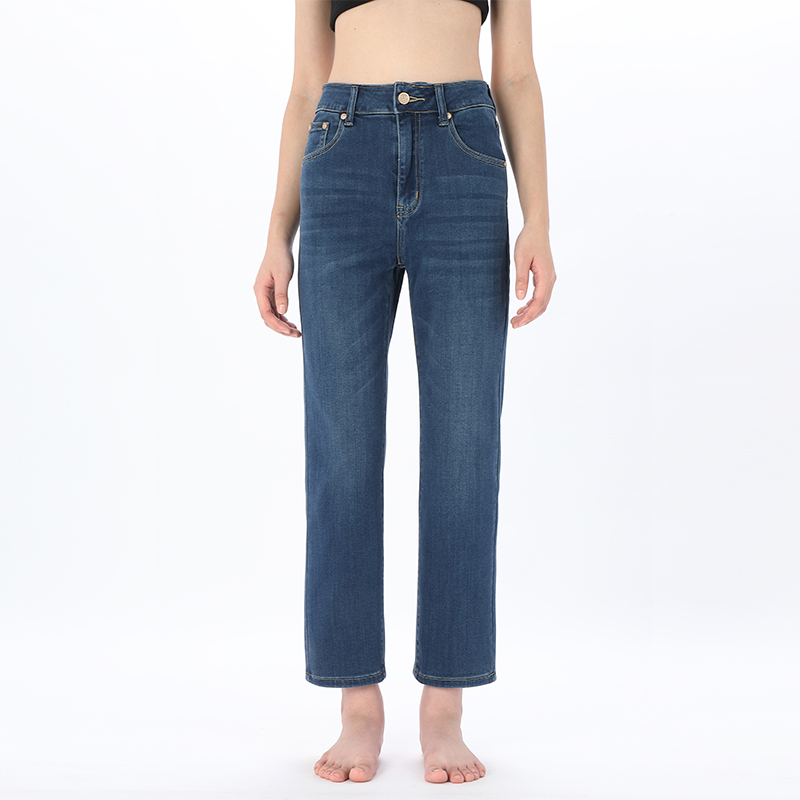 宽松欧美阔腿小直筒牛仔裤