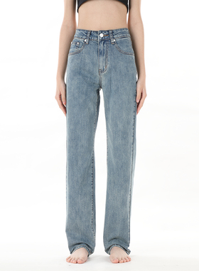 GPOD IUPL复古拖地裤垂感宽松阔腿男友高腰直筒牛仔裤女2025新款4