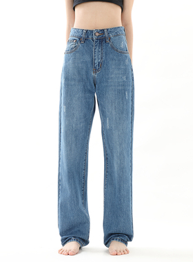 GPOD IUPL复古垂感男友拖地裤宽松阔腿高腰直筒牛仔裤女2025新款4