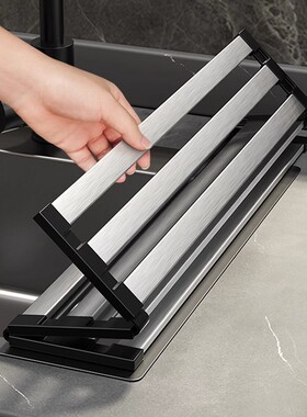 德国厨房水槽置物架盖板家用不锈钢碗筷碟盘收纳折叠水池沥水架