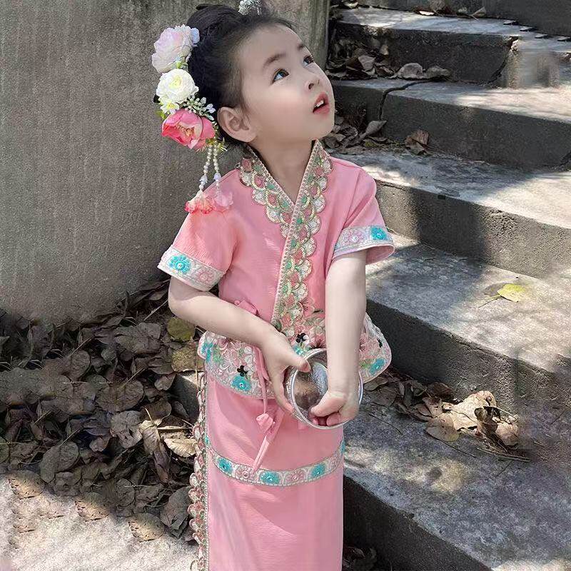 儿童傣族泼水节套装云南演出服
