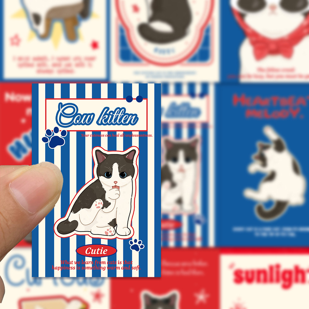 10张奶牛小猫书签系列 可爱治愈原创DIY单面卡片卡通便宜