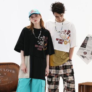 GENANX闪电潮牌2025夏季新款短款T恤宽松大码蝙蝠袖特宽松男短袖