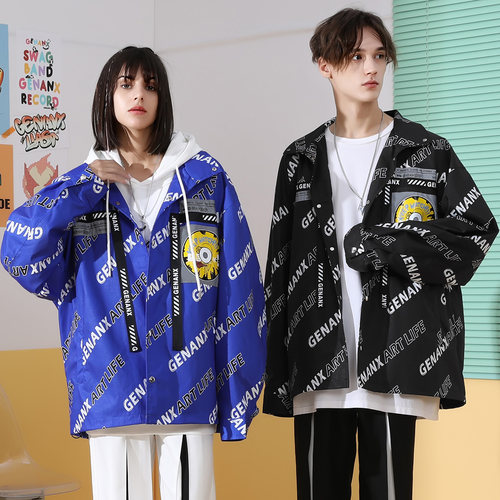 可拆卸拉链印花贴布夹克