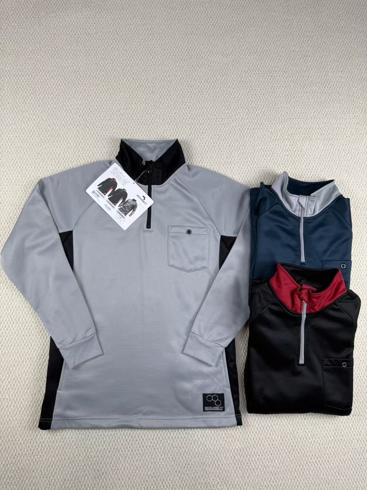 外贸出口日单男士秋冬季加绒半拉链立领卫衣外套户外运动拼色上衣