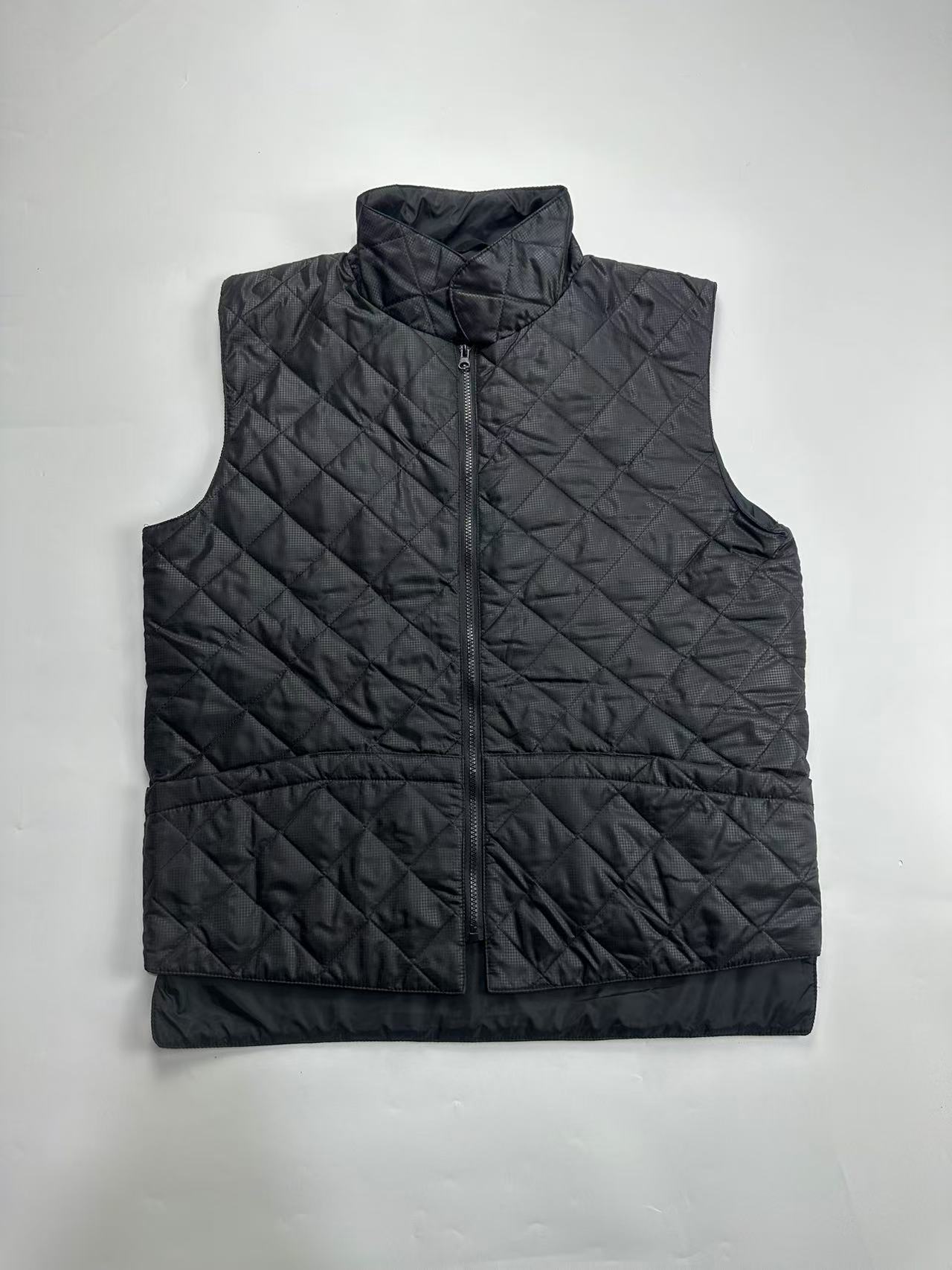 外贸男士秋冬大码翻领复古绗缝棉马甲轻便服马夹无袖坎肩格子外套