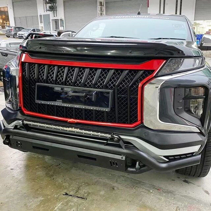 适用于2019-23年三菱TRITON L200皮卡越野改装前脸中网车头装饰网