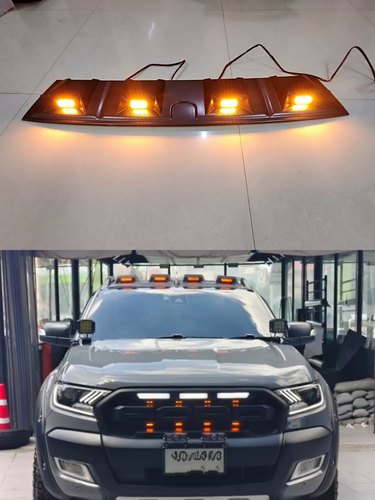 适用于12-25年福特Ranger RAPTOR改装车顶碳纤纹射灯装饰灯